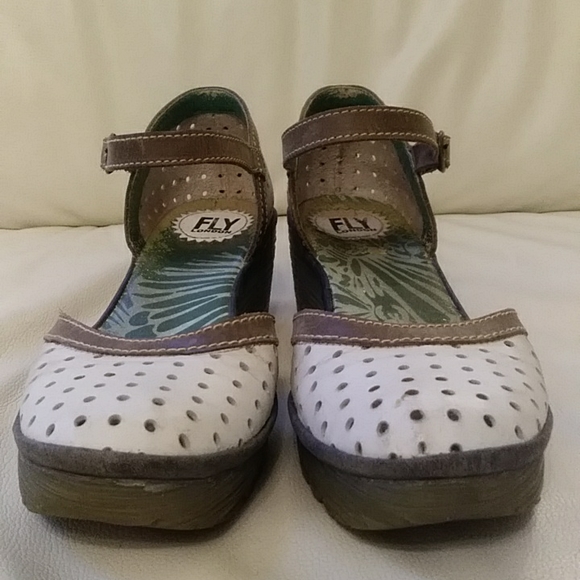Fly London white/brown wedge Sz40 - Picture 5 of 8